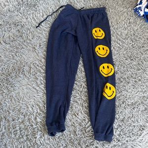 Navy smiley face aviator nation sweatpants
